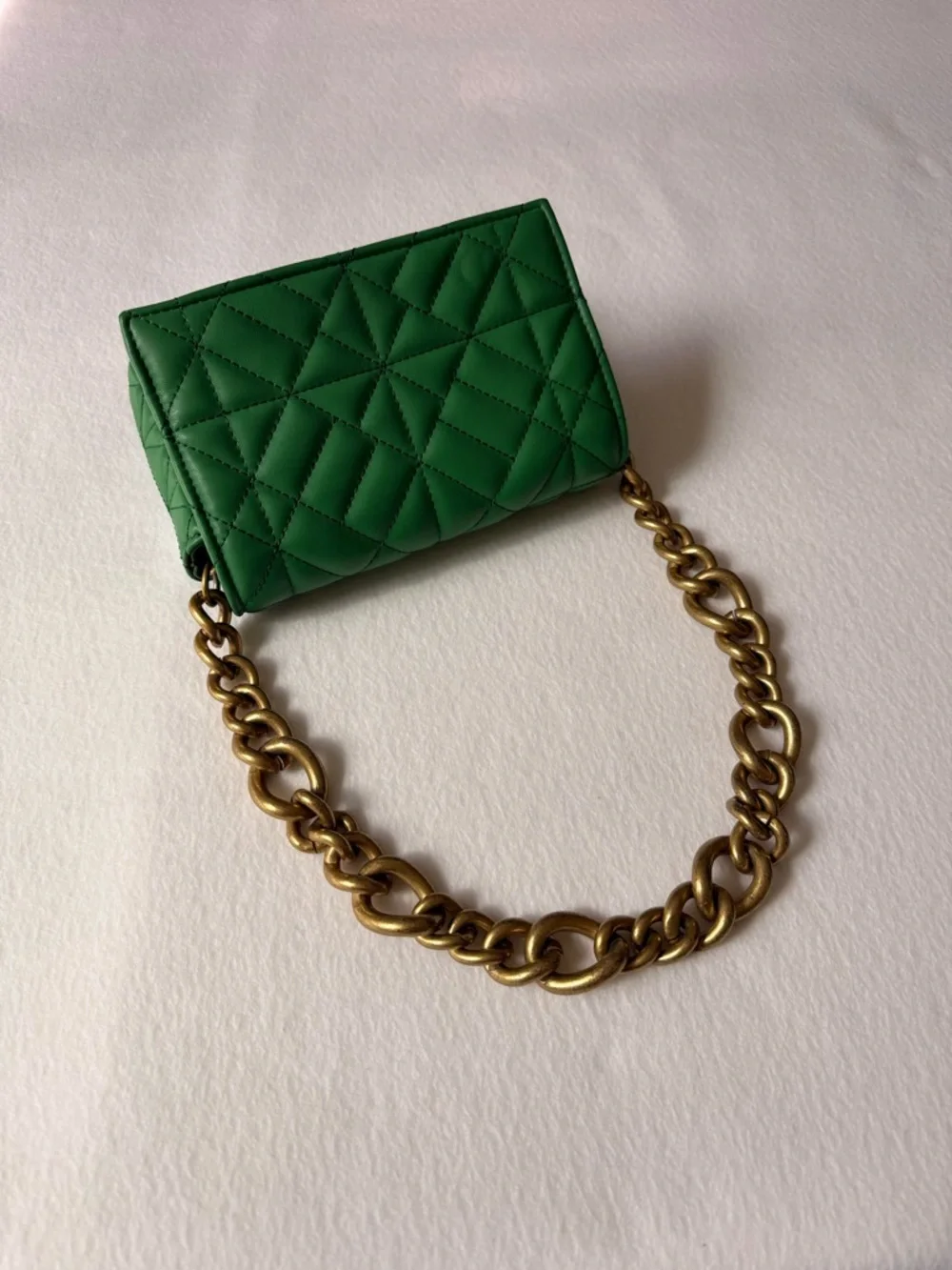 Zara Quilted Chain Strap Shoulder Bag Green - Picture 7 of 7